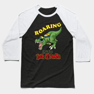Kids Dinosaur Graduation T-Shirt Design, Roaring Into 1st Grade , School  Cute Dino Baseball T-Shirt